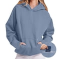thumbnail image 6 of CAIVO Long Sleeve Hoodies For Women Cozy Relaxed Fit Hooded Sweatshirt With Front Pockets Casual Winter Pullover Solid Color Running Tops, 6 of 7
