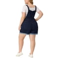 thumbnail image 3 of Agnes Orinda Plus Size Overall Shorts for Women Jumpsuit Roll Hem Pocket Jean Denim Overalls 5X Dark Blue, 3 of 6
