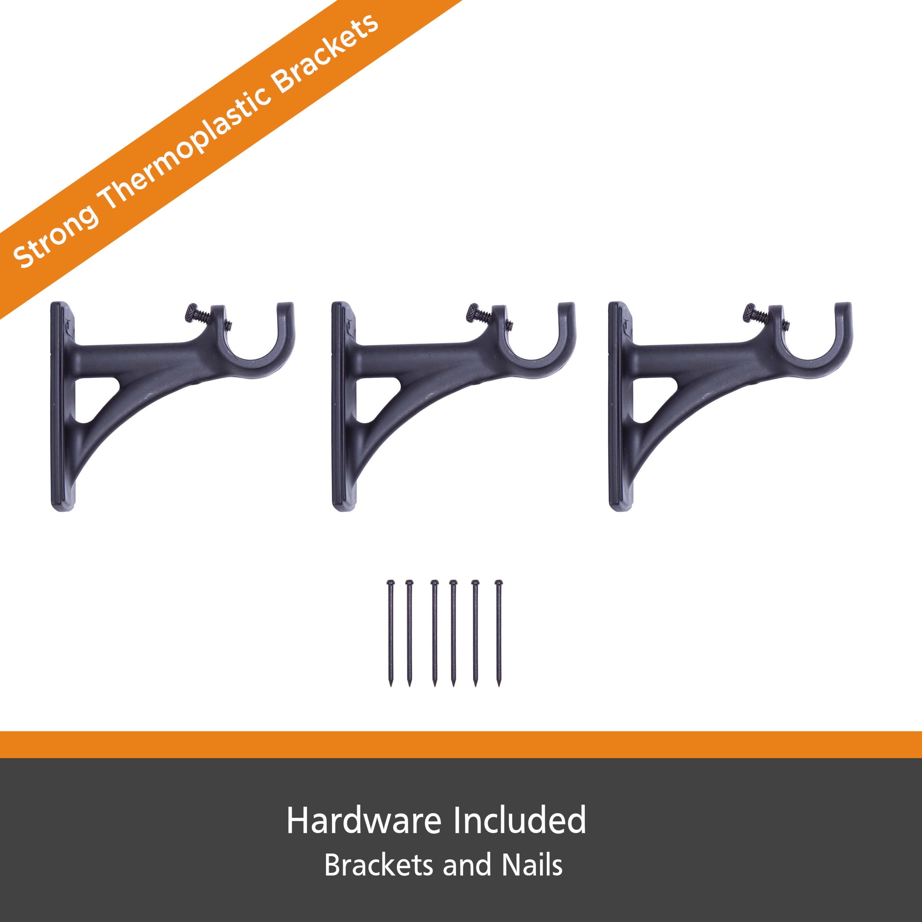 Kenney® Waverly 3/4" Fast Fit™ Easy Install Decorative Window Curtain Rod, 42-120", Black