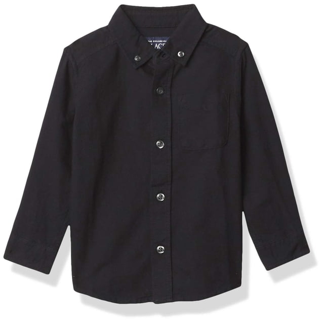 Camisa The Children's Place para bebés varones, manga larga, negra, 5T