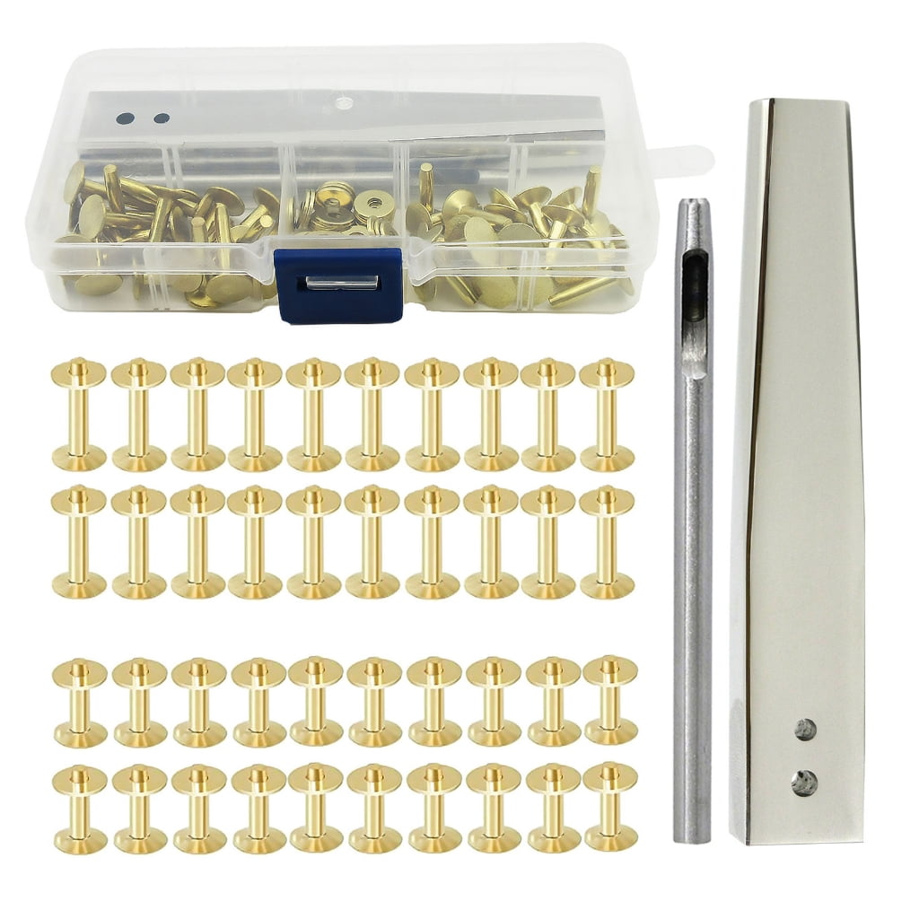 40 Sets Rivets and Burrs with 3.5 Rivet Punch Tool and Install Setting Tool for Leather Belt, Wallets, Handbags, Rope