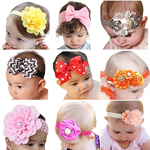 Roewell Baby S Headbands Girl S Cute Hair Bows Hair Bands Newborn Headband 9 Bows Walmart Canada