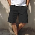 thumbnail image 2 of Mens Linen Cargo Shorts Casual Drawstring Shorts Relaxed Fit Summer Beach for Men Black M, 2 of 4