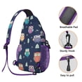 thumbnail image 3 of Women Owl and Moon Sling Backpack, Cute Cartoon Owl in Forest Sky Print Crossbody Bag, Artistic Travel Accessory for Owl Lovers, 3 of 6