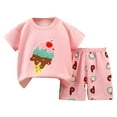 thumbnail image 3 of mgoYE Toddler Baby Girl Summer Clothes Size 3-4 Years Embroidery Short Sleeve T Shirt Tops Short 4 Pcs Set Back To School 3 9 18 24 Months 2T 3T 4T 5T 6T Kids Shorts Set, 3 of 6