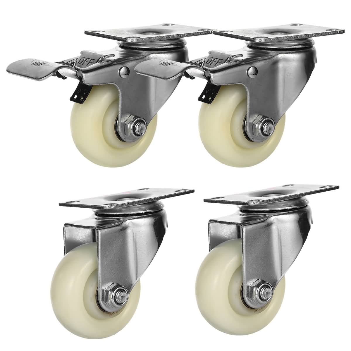 Set of 4 x 75mm twin castor wheels plate fitting  Free P&P *Courier Delivery* 
