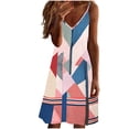 thumbnail image 2 of SMihono Robes d'Été Bohémiennes Femmes Grande Taille Mode Femmes Été Décontracté Imprimé Camisole Sans Manches Col en V Mini Robe, 2 of 5