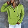 thumbnail image 2 of AherBiu Women Fall Pullover Tops Long Sleeve Half Button Hooded Sweatshirt for Women Solid Color Hoodies, 2 of 5