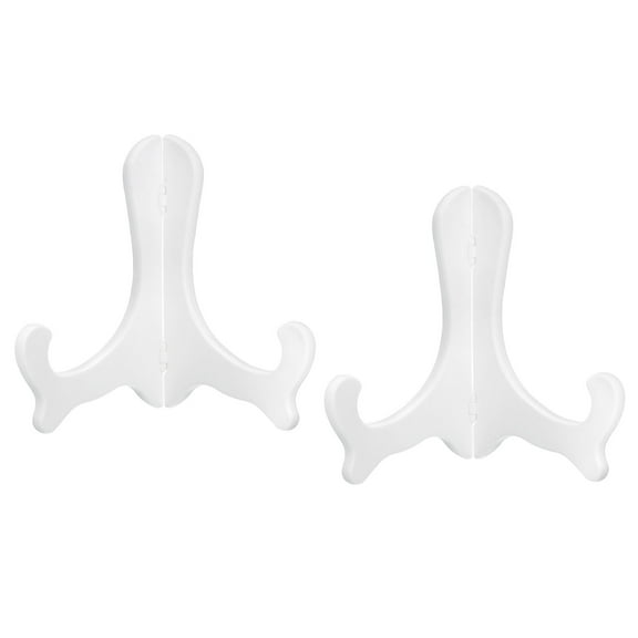 Uxcell 6" Easel Plate Holder, Plastic Folding Display Stand White for Decorative Picture Frame, 2 Pack