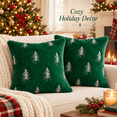 thumbnail image 5 of LOMYOLO Christmas Pillow Covers 18x18IN Set of 2,Soft Faux Fur Throw Pillow Case with Embroidered Christmas Tree, Holiday Decorative Pillowcases for Couch Sofa Bed Farmhouse Winter Xmas Decor-GREEN, 5 of 7