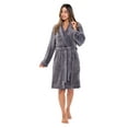 thumbnail image 4 of Turquaz Linen Women’s Fleece Shawl Collar Soft Plush Knee Length Spa Robe (Gray, XXL), 4 of 5