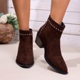 thumbnail image 6 of Women's Studded Ankle Boots, Pointed Toe Block Heel Booties, Western Inspired Pull On Dress Boots for Party Casual Daily Wear, 6 of 9