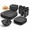 Black, variant on 32-piece Clear Plastic Wheat Square Dinnerware Set for 8, Unbreakable Plates and Tumblers