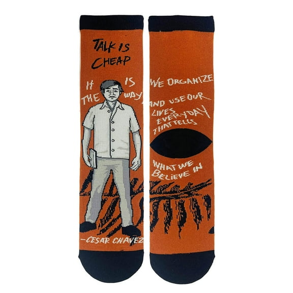 Women’s Novelty Funny Crew Socks, Public Figures Cotton Dress Socks Gift - Cesar Chavez