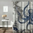 thumbnail image 2 of Orinice  Nautical Octopus Shower Curtain Funny Fun Kraken Anchor Ocean Cool Pirate Ship Anime Sailboat Beach Theme Map Coastal Sea Kids Boys Home Bathroom Decor Bathtub Set, Blue White Gray 36x72, 2 of 7
