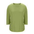 thumbnail image 5 of Women's Plus Size 3/4 Length Sleeve Round Neck Tee Shirt with Pockets Casual Spring Summer Basic Solid Loose Tunic Tops, 5 of 7