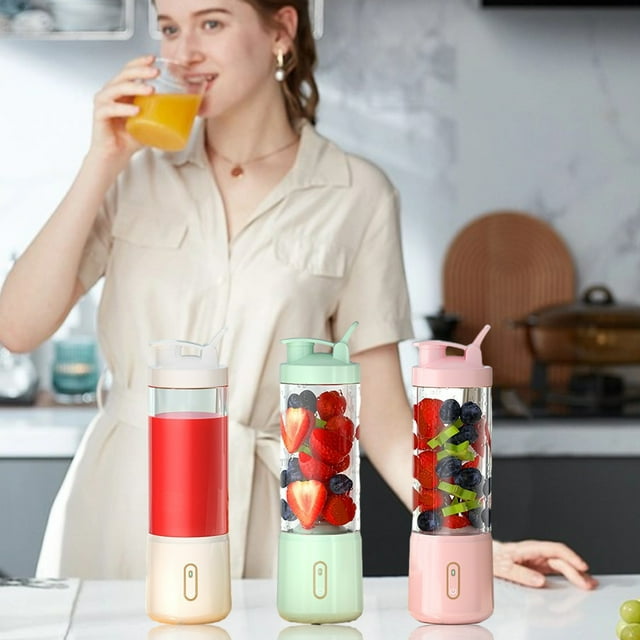 Iumwxz Smart Home Appliances Portable Blenders for Shakes and Fruit Juicer Usb Rechargeable with 6 Blades Handheld Blenders for Sports Travel and Outdoors Energy-Saving Green Plastic My Order