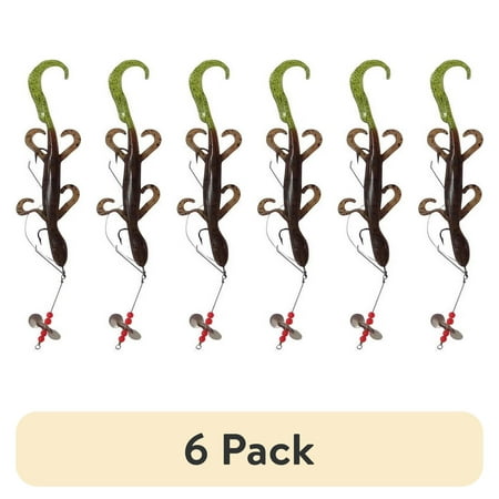 (6 pack) Creme Pre-Rigged 4 Lizard Lure Pumpkin Chartreuse