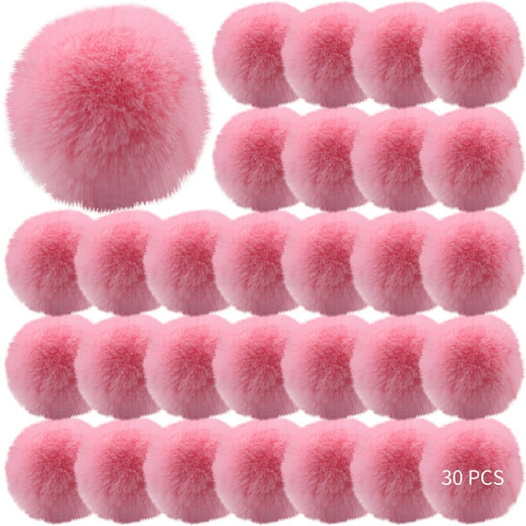 30 Pcs Craft Pom Pom Balls, 2.8" Large Pink Pom Poms, Soft Plush DIY Pom Poms for Toys, Jewelry, Decorations, Ideal for Craft Projects and Creative Fun