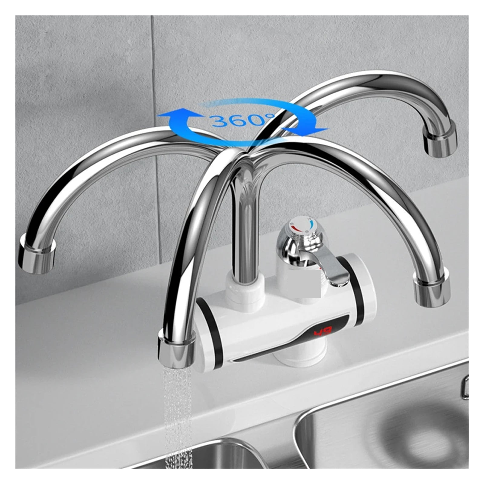 Electric Instant Water Heater Faucet 3000W Hot Cold Mixer Tap Temperature Display for Kitchen ,Tankless Design