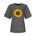 thumbnail image 5 of Fznquz Womens Work Tops Gray Short Sleeve Plus Size Casual Shirts Summer Sunflower Crew Neck Women Blouses, 5 of 5