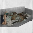 thumbnail image 6 of Grunge Soft Flannel Fleece Throw Blanket, Urban Cityscape Contemporary Abstract Acrylic Paint Style Brush Strokes, Cozy Plush for Indoor and Outdoor Use, 70" x 90", Seafoam Brown White, by Ambesonne, 6 of 6