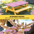 thumbnail image 6 of Valentine's Day Table Cloths for 4 Foot Rectangle Tables, Pink Love Rustic Retro Abstract Art Patio Waterproof Elastic Fitted Tablecloths, Washable Rectangular Table Cover for Camping, 6 of 8