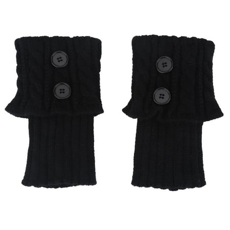 Short Boot Cuffs Knit Leg Warmer Winter Crochet Socks Button Toppers