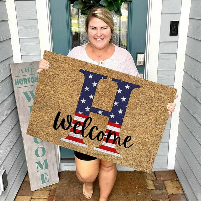 TopLLC Bathroom Rugs 4th Of July Door Mat Patriotic Doormat Entryway Rug Welcome Independence Day Doormat Stain And Fad Patriotic Decor Welcome Outdoor Mat A map