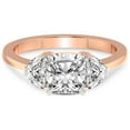 thumbnail image 3 of 2 Carat IGI Certified Cushion Shape Lab Grown Diamond Engagement Ring | 14K Rose Gold | Antonia Three Stone Half Moonset Diamond Ring | FG-VS1-VS2 Quality Friendly Diamonds, 3 of 5