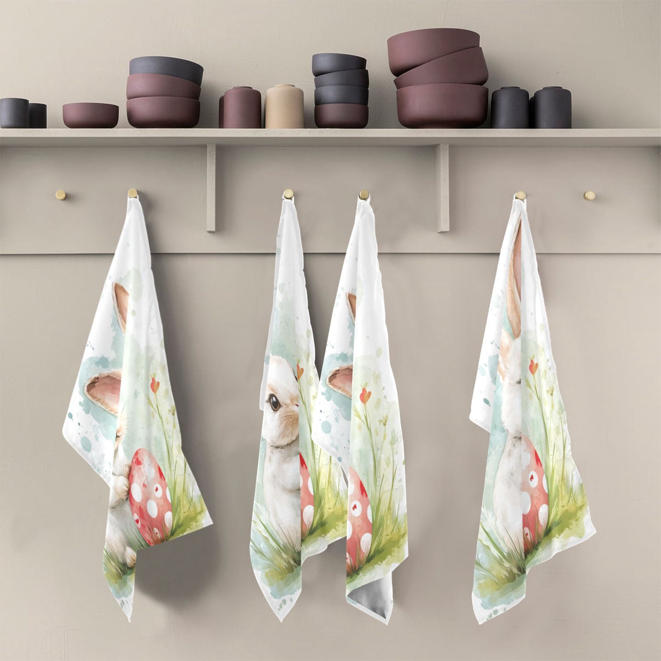 Kitchen Towel 28x18 Inches x6，Plate Towel, Decorative Towel, Napkin, Tea Towel Tea Towels For Kitchen Dish Cloths & Dish Towels Easter White Rabbit