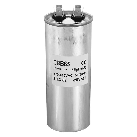 Uxcell CBB65 55uF Run Capacitor,55mfd 1Pcs AC 370/440V Aluminum Case with 2 Terminal