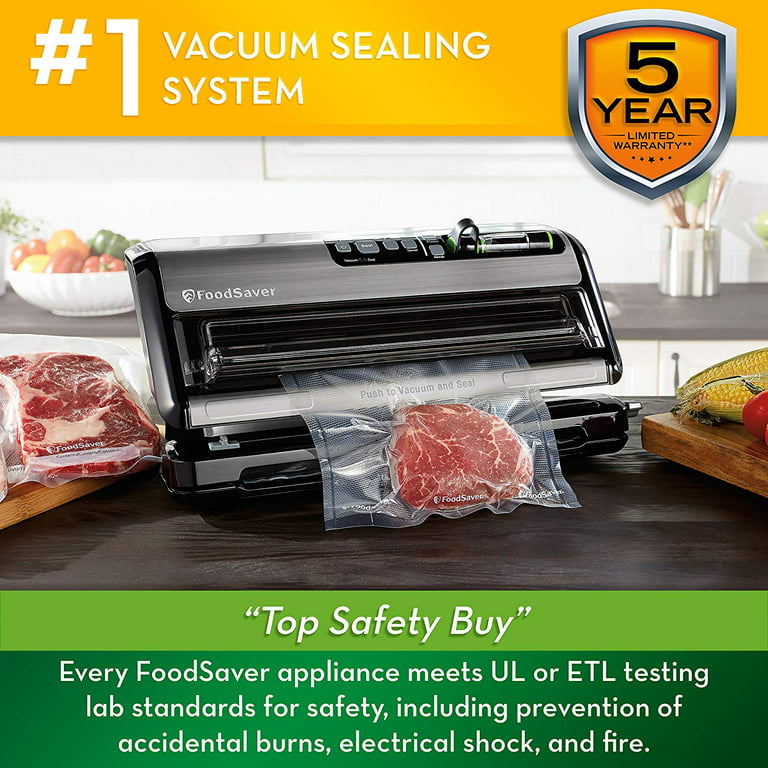 FoodSaver New FM5000 Series 2-in-1 Vacuum Sealing System Plus Starter Kit,  FM5200 & FoodSaver 8 & 11 Rolls with unique multi layer construction, BPA