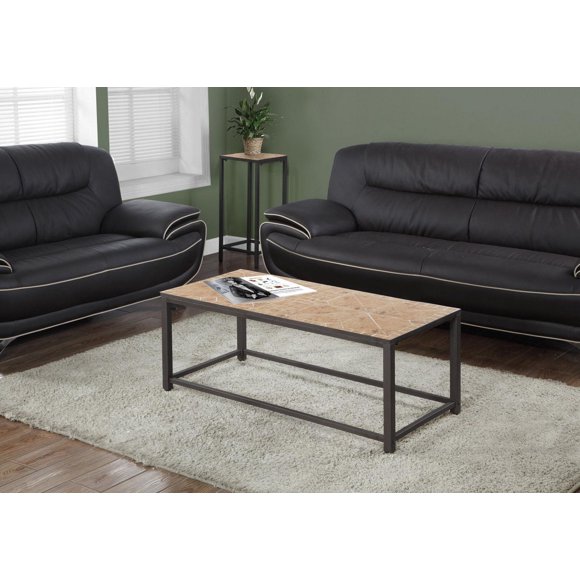 Monarch Specialties Table Basse, Accent, Cocktail, Rectangulaire, Salon, 42" L, Carreaux Bruns, Métal Brun, Transitionnel
