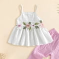 thumbnail image 4 of mgoYE Toddler Baby Girl Summer Short Clothes Infant Summer Outfits Set Ruffled Sleeveless Shirts Floral Tops + Pants Clothing Set 9 12 18 24 Month 3 Year Size 6-9 Months, 4 of 5