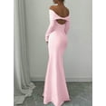 thumbnail image 5 of Women's Evening Dress Long Dress One Shoulder Strapless Sleeveless Solid Color with Pocket Formal Gown for Spring Fall Party Banquet,Pink,XL, 5 of 6