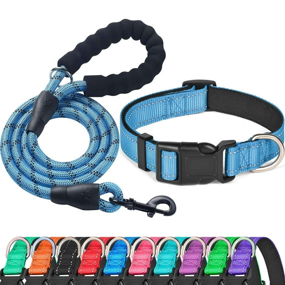 Set de collar y correa para perros Ladoogo, neopreno reflectante para perros