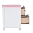 thumbnail image 5 of Cute Pine Nightstand with 2 Drawers and 4 Round Legs, End Table for Bedroom Small Space, Bedside Cabinet, Telephone Table, White & Pink, 5 of 8