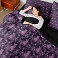 thumbnail image 4 of Feelyou Women Damask Floral Comforter Set 7pcs, Purple Cat Animal Queen Bedding Sets, 4 of 8