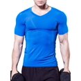 thumbnail image 1 of Men Compression Tops Short Sleeve Sports Fitness Quick Dry V-neck T-Shirt, 1 of 4