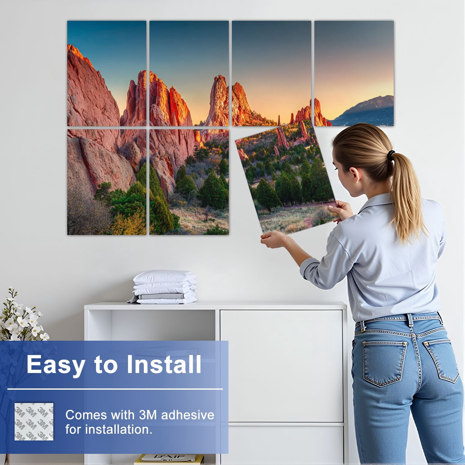 8 Pack Art Acoustic Panels Sound Absorbing Garden Gods Springs Colorado Decorative Soundproof Wall Panels Self Adhesive for Nursery Game Room Bedroom 48"x32"
