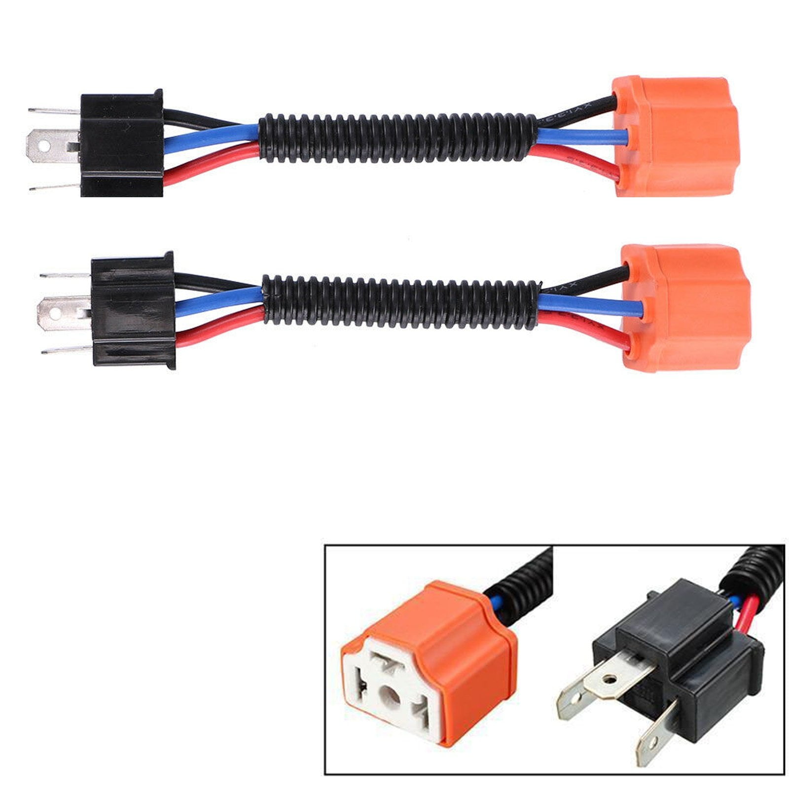 DunGu H4 Adapter 9003 HB2 Headlight Connector Heavy Duty 14AWG Ceramic Wiring Harness For Car Truck Boat Light Retrofit Pack of 2 