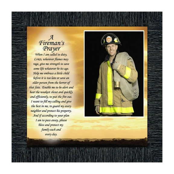 Firefighter Gifts for Men and Women, Fire Academy Graduation Gift, Fire Fighter Gifts or Firehouse Decor, A Fireman's Prayer Framed Wall Art for Home or Fire Station, 6595