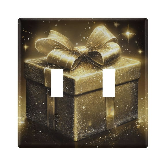 2 Gang Light Switch Cover Plate Golden Gift Box Wall Plate Decorate Electrical Outlet Cover Plates 4.56”x4.48”