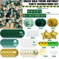 thumbnail image 4 of YANSION Green and Gold Birthday Party Decorations, Green Birthday Balloons with Happy Birthday Banner, Paper Pompoms Hanging Swirl Streamers Confetti Balloons for Emerald Green Party Decorations, 4 of 10
