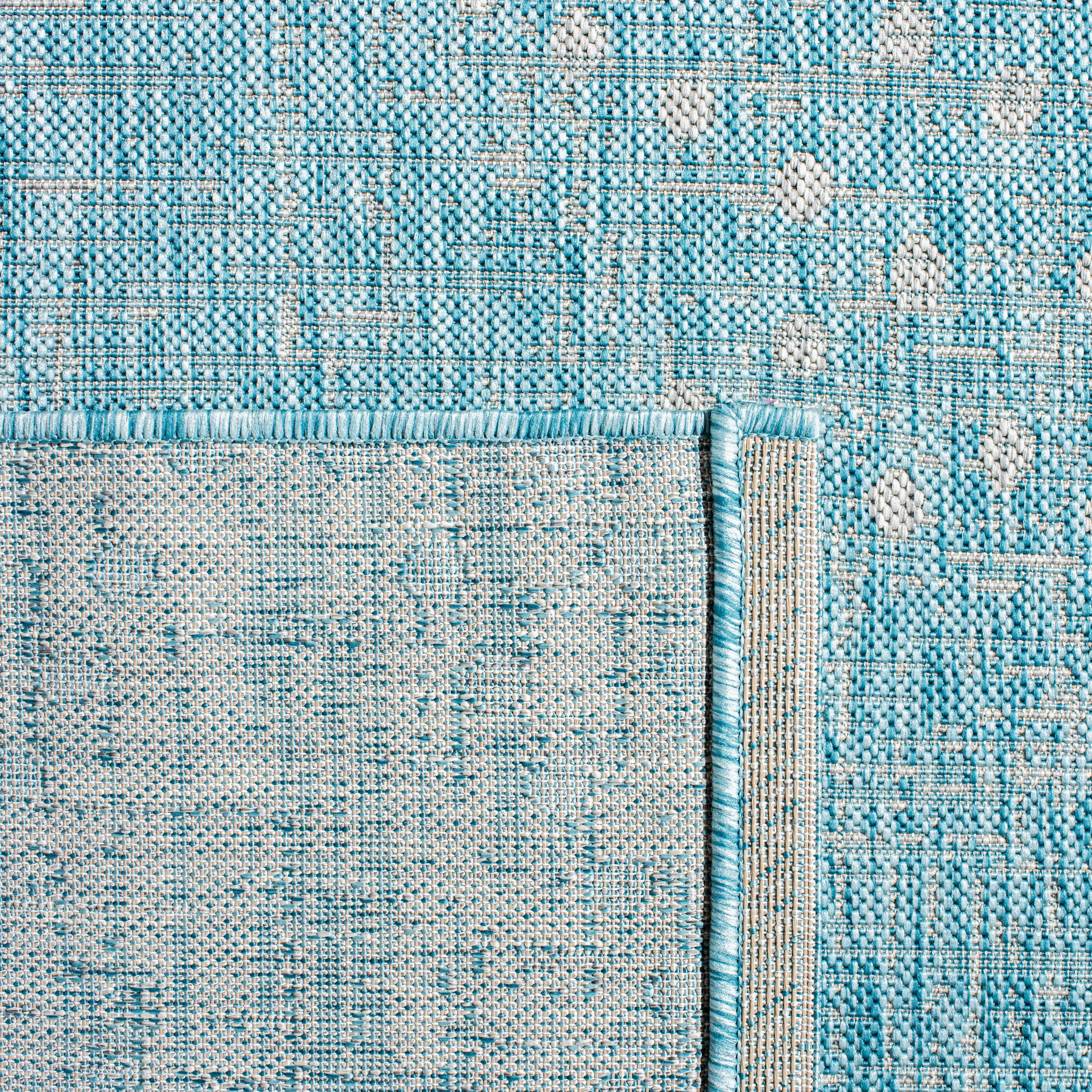 SAFAVIEH Courtyard Ilean Geometric Indoor/Outdoor Area Rug, Aqua/Grey, 8' x 10'