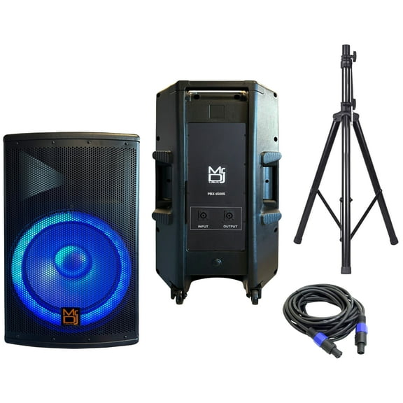MR DJ PBX4500S 15" 2-Way PA DJ 4500W Passive LED Speaker   Speaker Stand & Cable