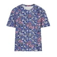 thumbnail image 4 of Fiudx Tops para Mujer Mujer Verano Ocio Moda Estampado de Flores Cuello Redondo Manga Corta Top/Camisa, 4 of 4