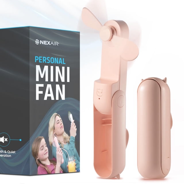 Ventilador de mano NEXAIR mini recargable de 2 velocidades, rosa