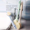 thumbnail image 3 of Kearding Cepillo de baño de paja de trigo Reemplazo antideslizante Mango largo de mano Degradable Hogar Hotel Centro de baño Depurador de Juegos de accesorios de baño Beige, 3 of 6